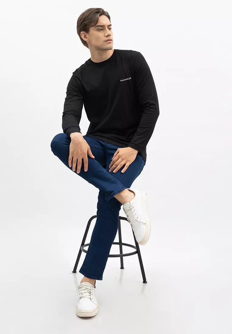 Houseofcuff Kaos Cotton Combed Lengan Panjang Pria Hitam