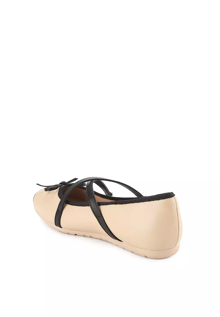 CARLA J2525-3 FLATSHOES CREAM/BLACK