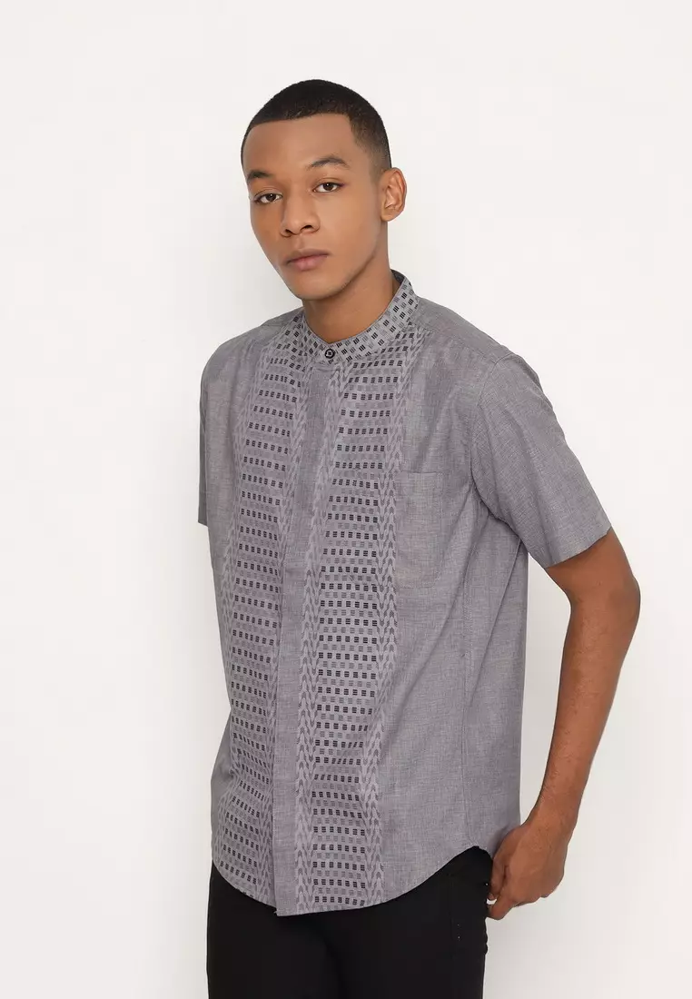 RBJ Kemeja Koko Border Abu Regular Fit Pria