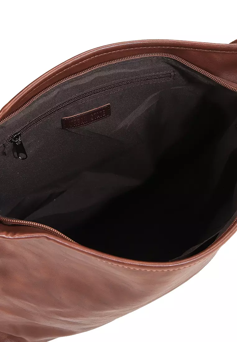 Distressed Leather Hobo Small Crossbody Bag