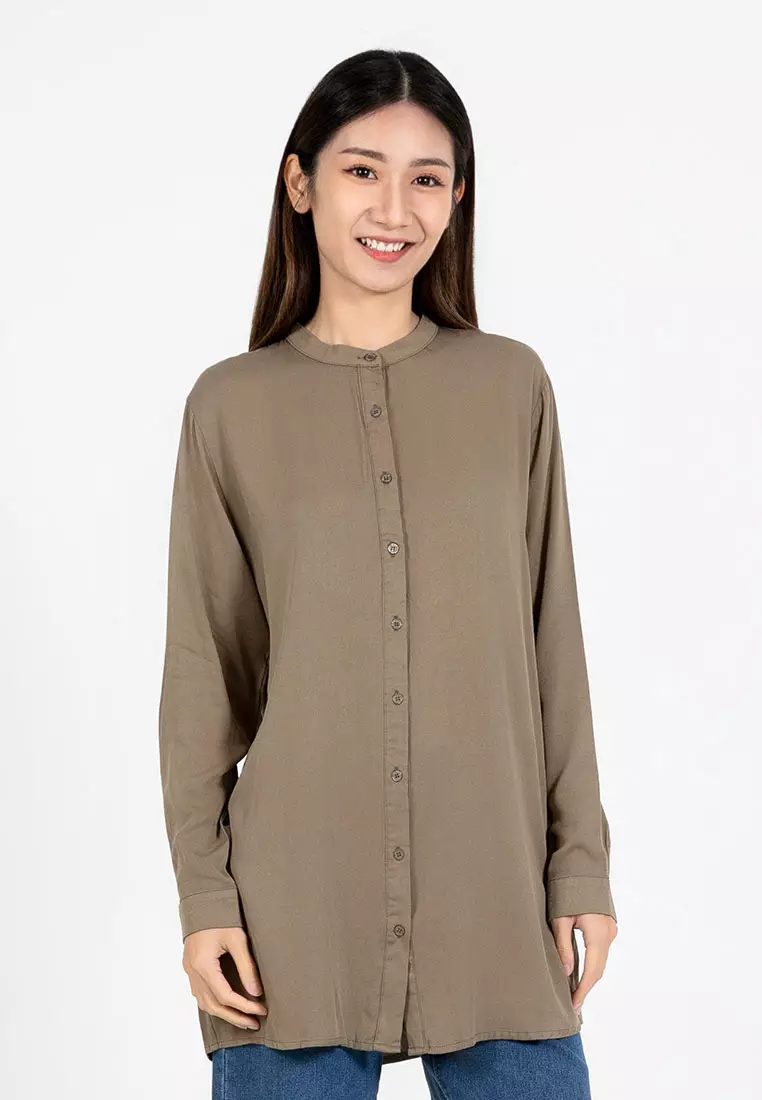 Forest Ladies Rayon Shirt Women Long Sleeve Tunic - 822405-48Olive