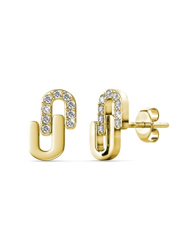 Her Jewellery gold Union Earrings (Yellow Gold) - Made with premium grade crystals from Austria 68538AC80AFDC1GS_1