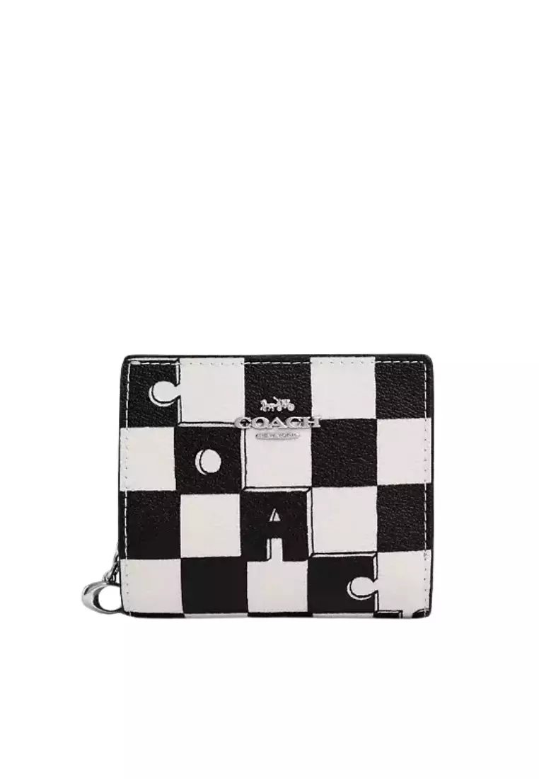 COACH Coach Snap Wallet With Checkerboard Print In Black Chalk CT217 ...