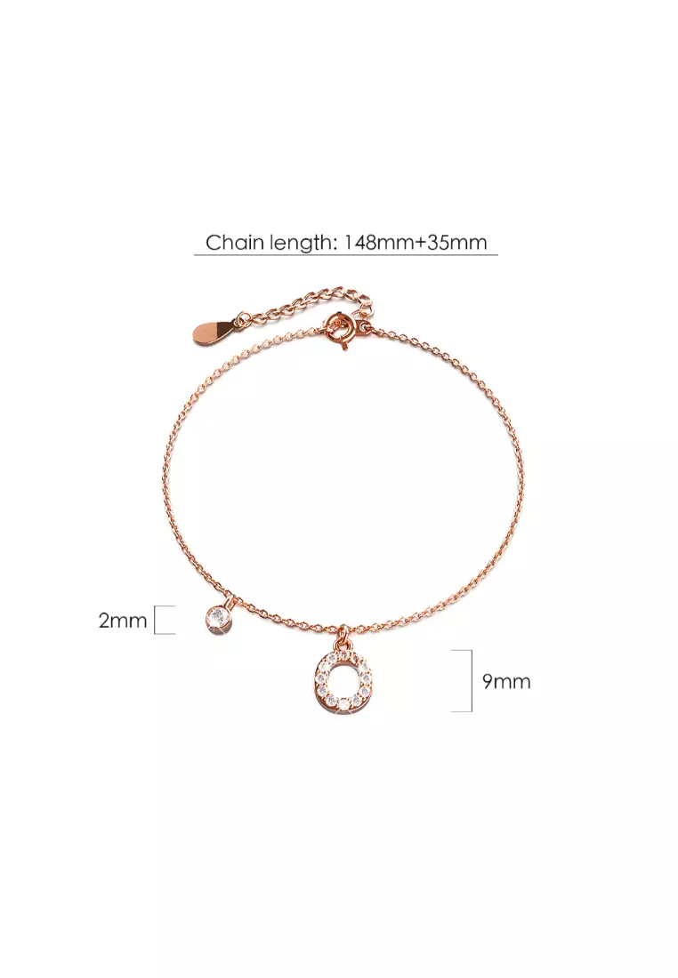 Solid 925 Sterling Silver Initial Crystal Personalised Alphabet Letter Bracelet Rose Gold Filled