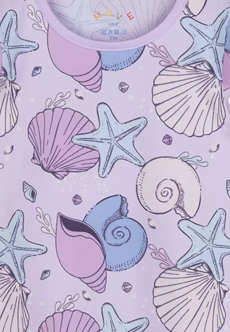 MMF Move Seashells Shirt Dress with Ruffle Sleeves