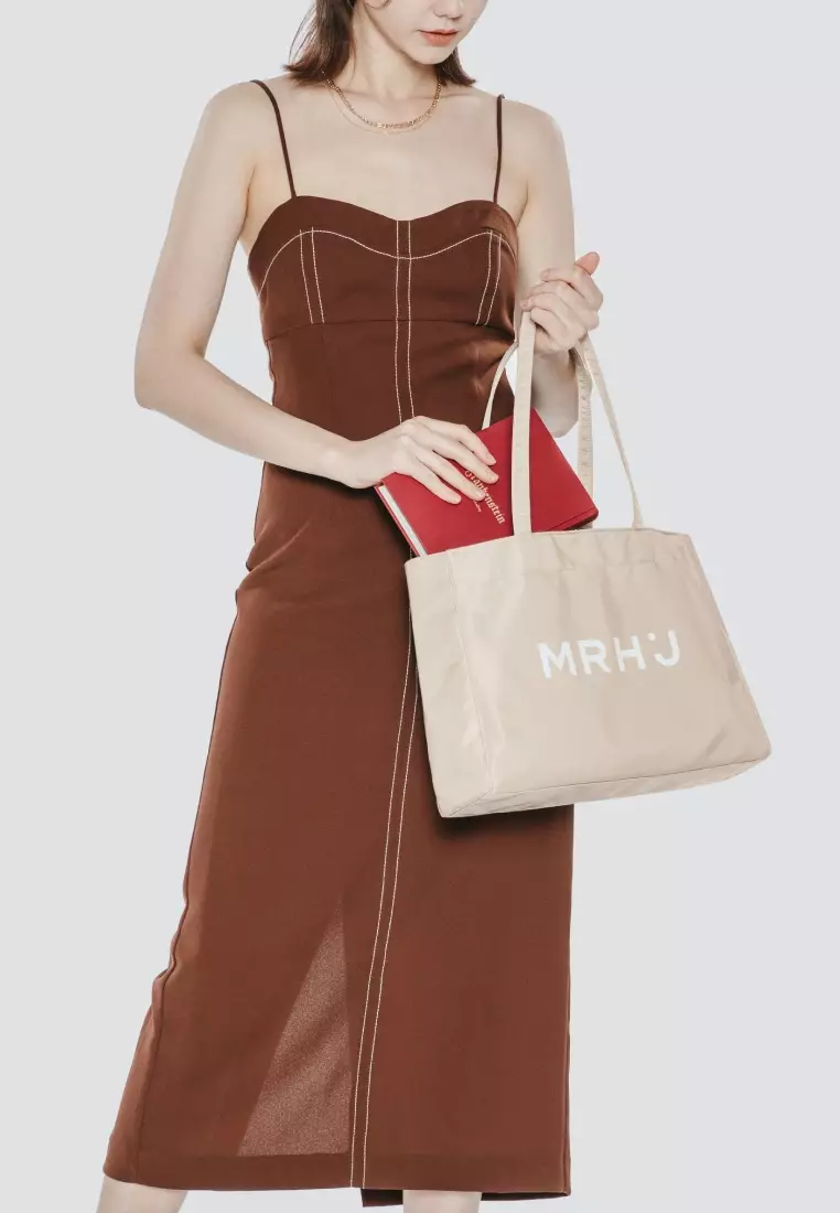 BONA Nylon Shoulder Bag Beige