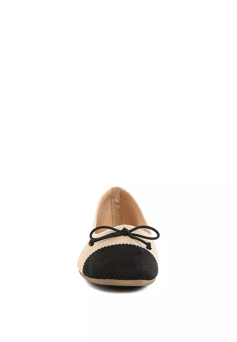 Two Tone Ballerinas in Beige/Black