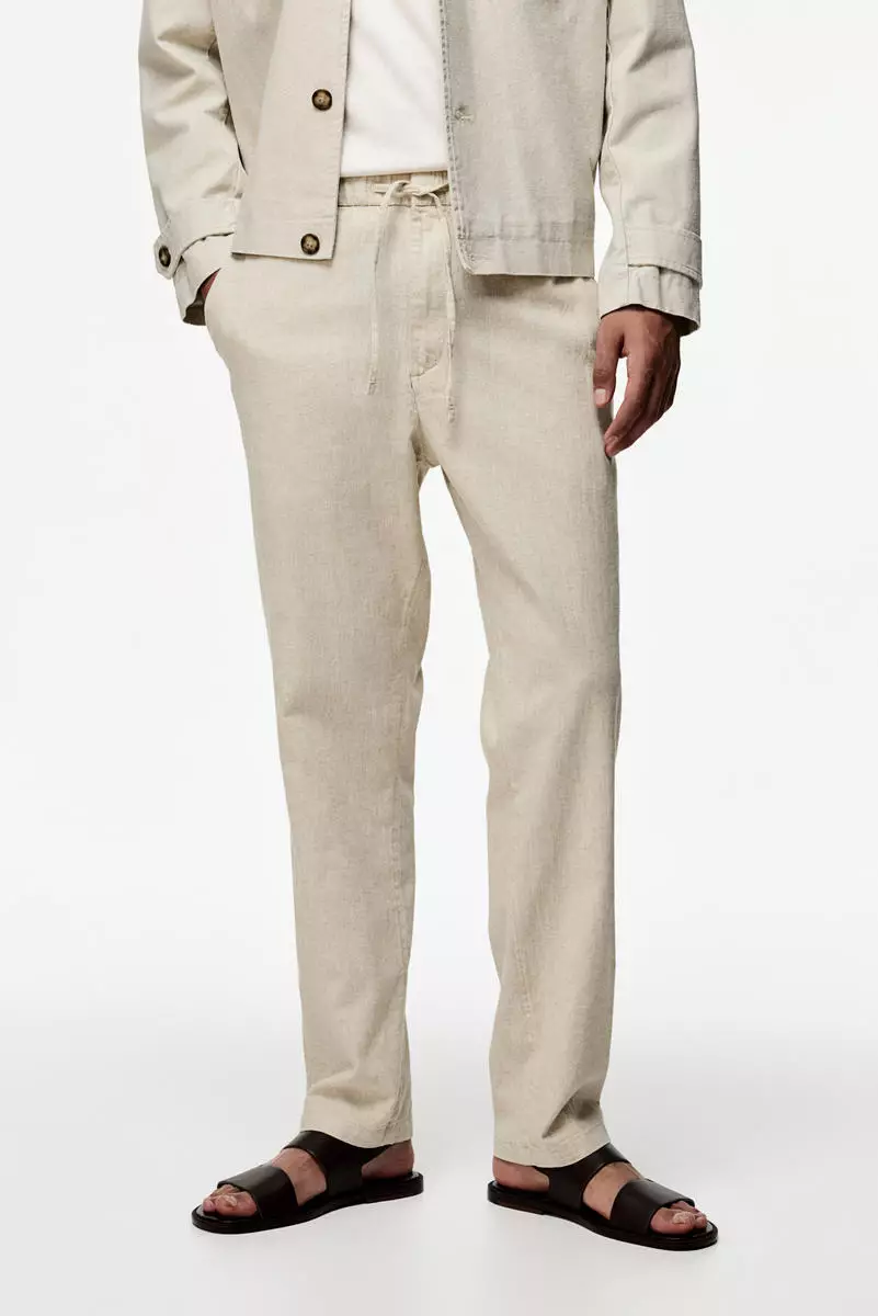 Regular Fit Linen-blend trousers