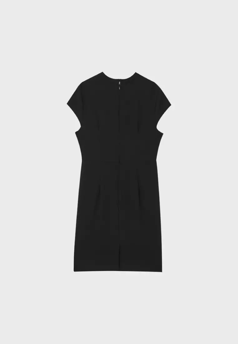 Black Front Knot Slim-Fit Dress