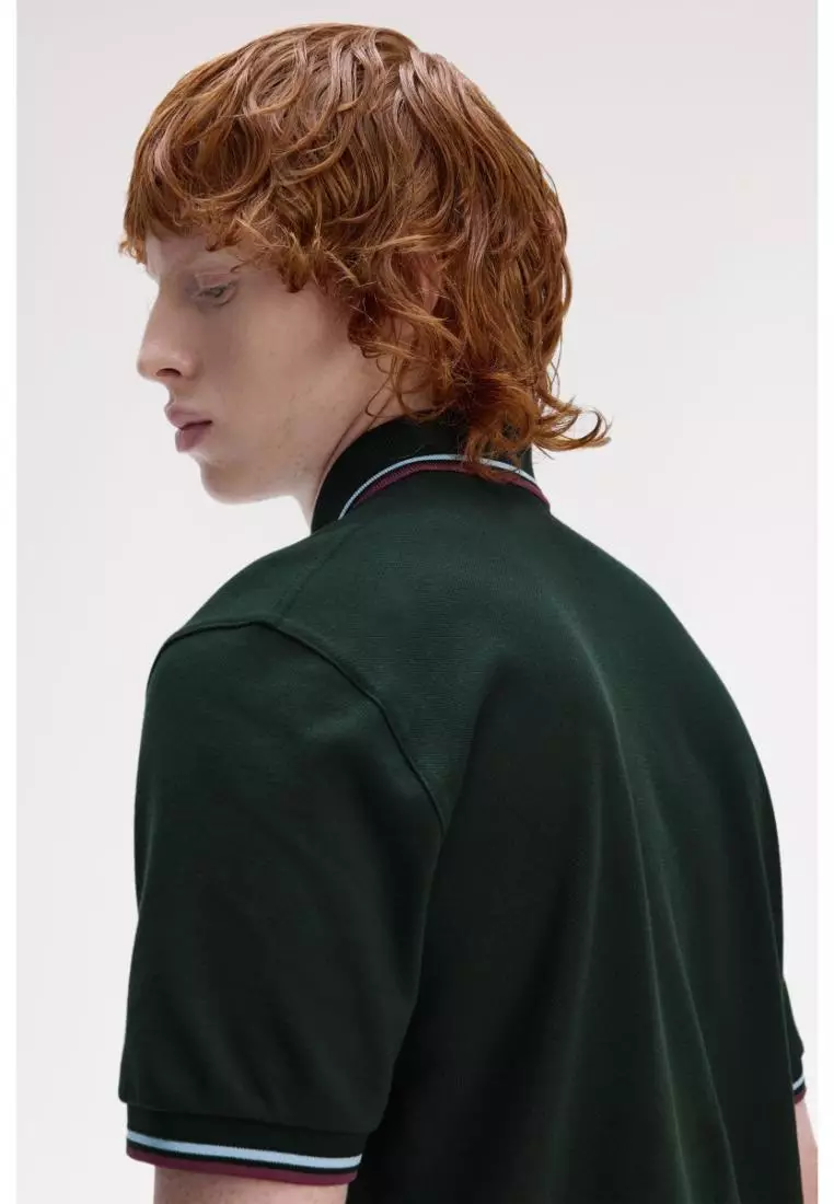 Fred Perry M12 Twin Tipped Fred Perry Shirt (Night Green / Ice / Oxblood)