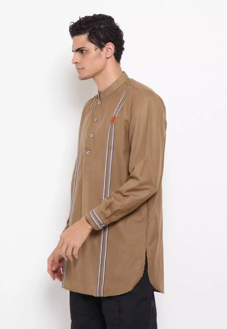 Zayidan Baju Koko Gamis Muslim Pria Wahab - Khaki