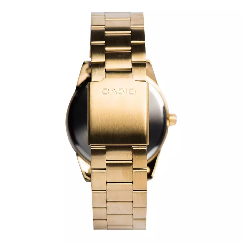 Jam Tangan Pria Casio General MTP-VD03G-1AUDF Dress Men Black Dial Gold Stainless Steel Band
