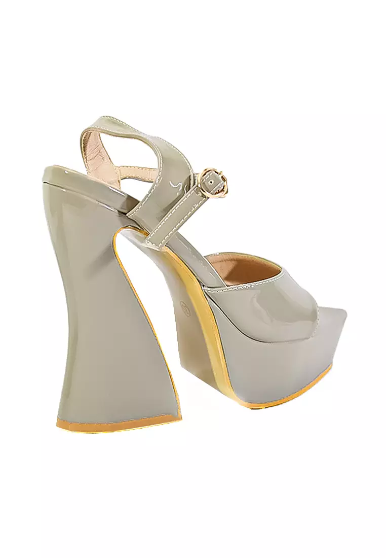 Women's Heeled Sandals LX 27010 Light Gray C52