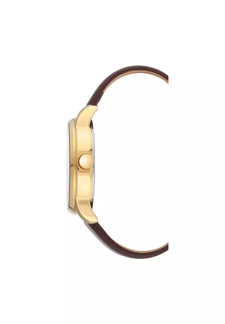 Men's Brown Leather Strap Analog Watch AR-20/5431GDGPBN