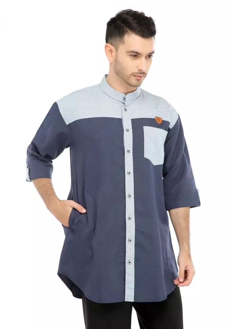 Baju Koko Gamis Muslim Pria Luqman - Navy
