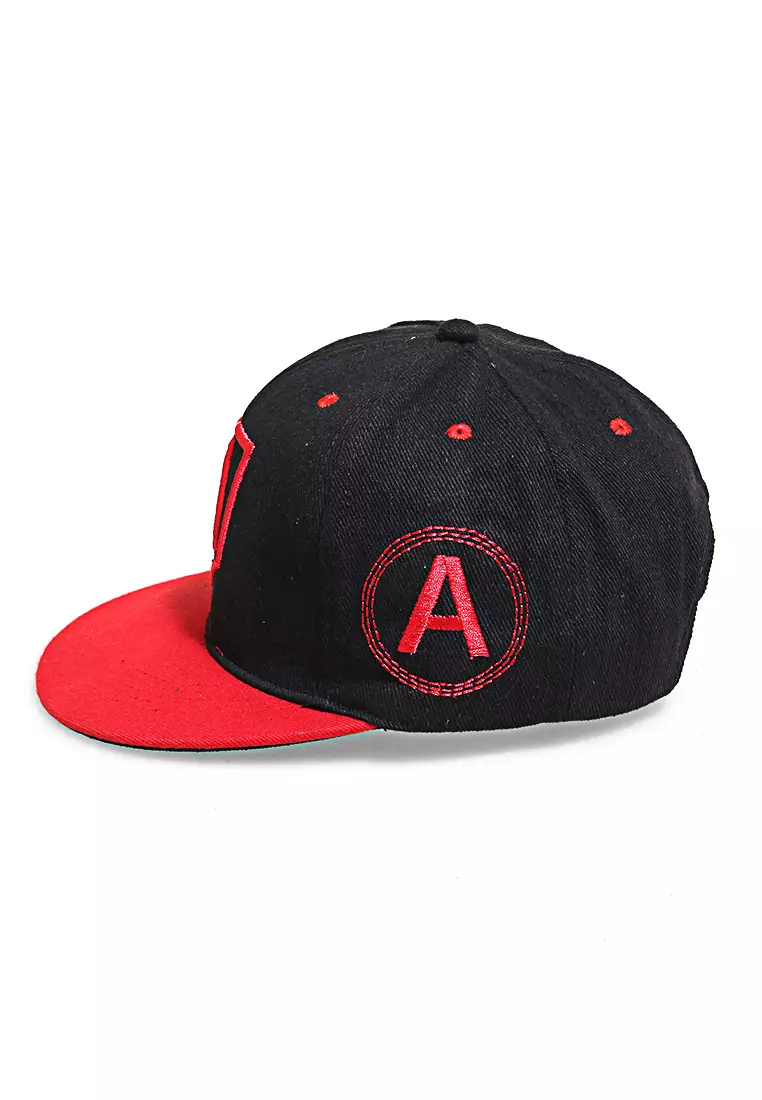 Gemp Topi Snapback Aksesoris Fashion Pria Wanita Bordir Huruf A Resizable Strap Material Rafel ORIGINAL - Black Red