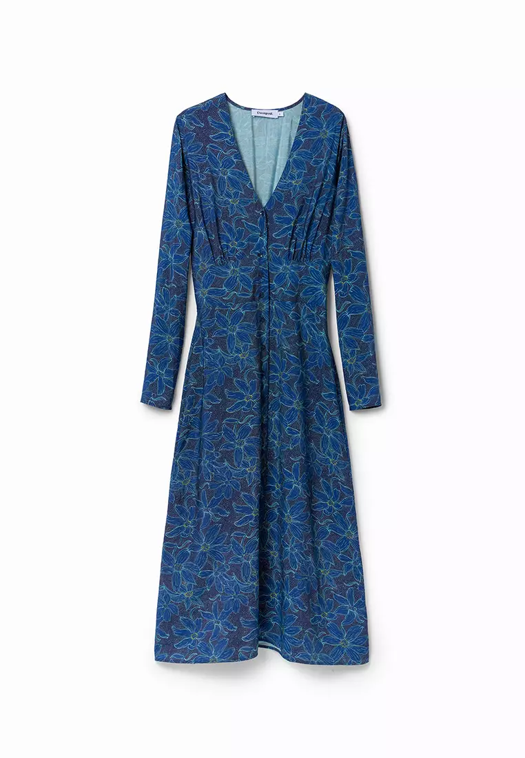 Desigual Woman Floral midi shirt dress.