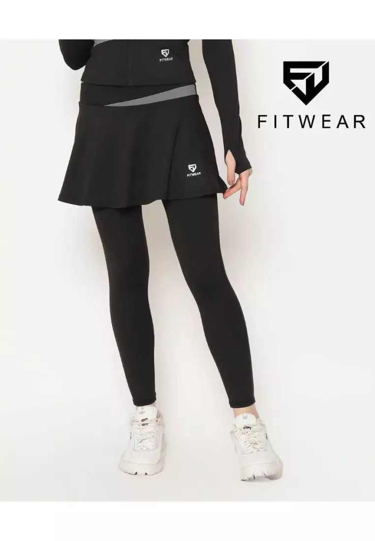 Fitwear - Rok + Legging Olahraga Wanita BEATRIX 2 TONE - BLACK