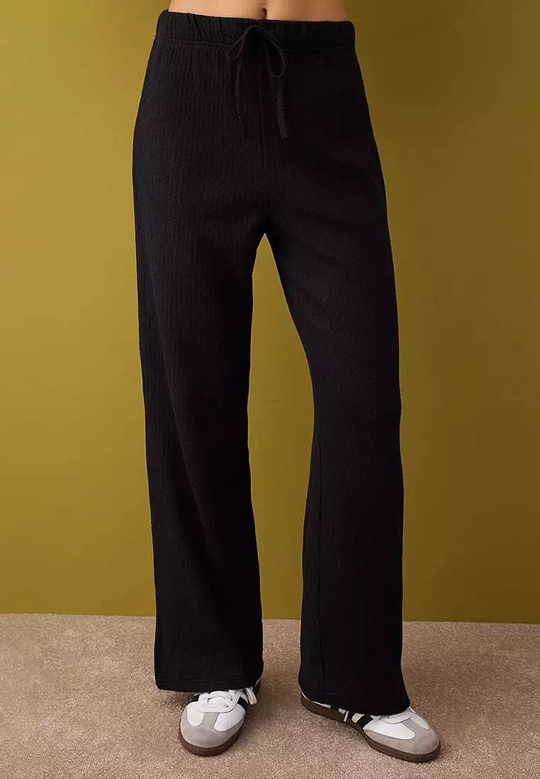 Hooded Ribbed Elastic Waist Knitted Tracksuit