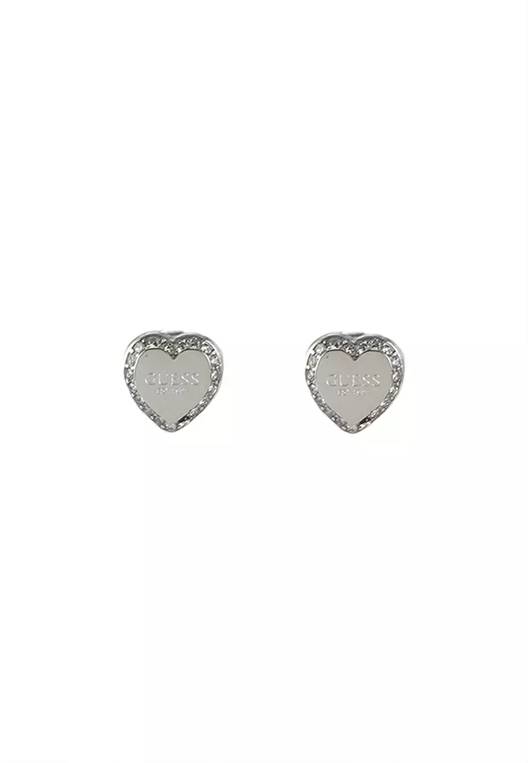 Guess silver clearance heart earrings