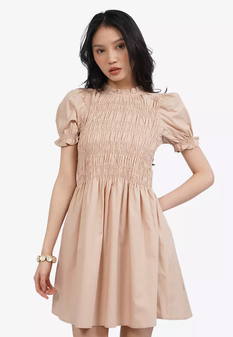 Short Sleeve Smocked Mini Dress