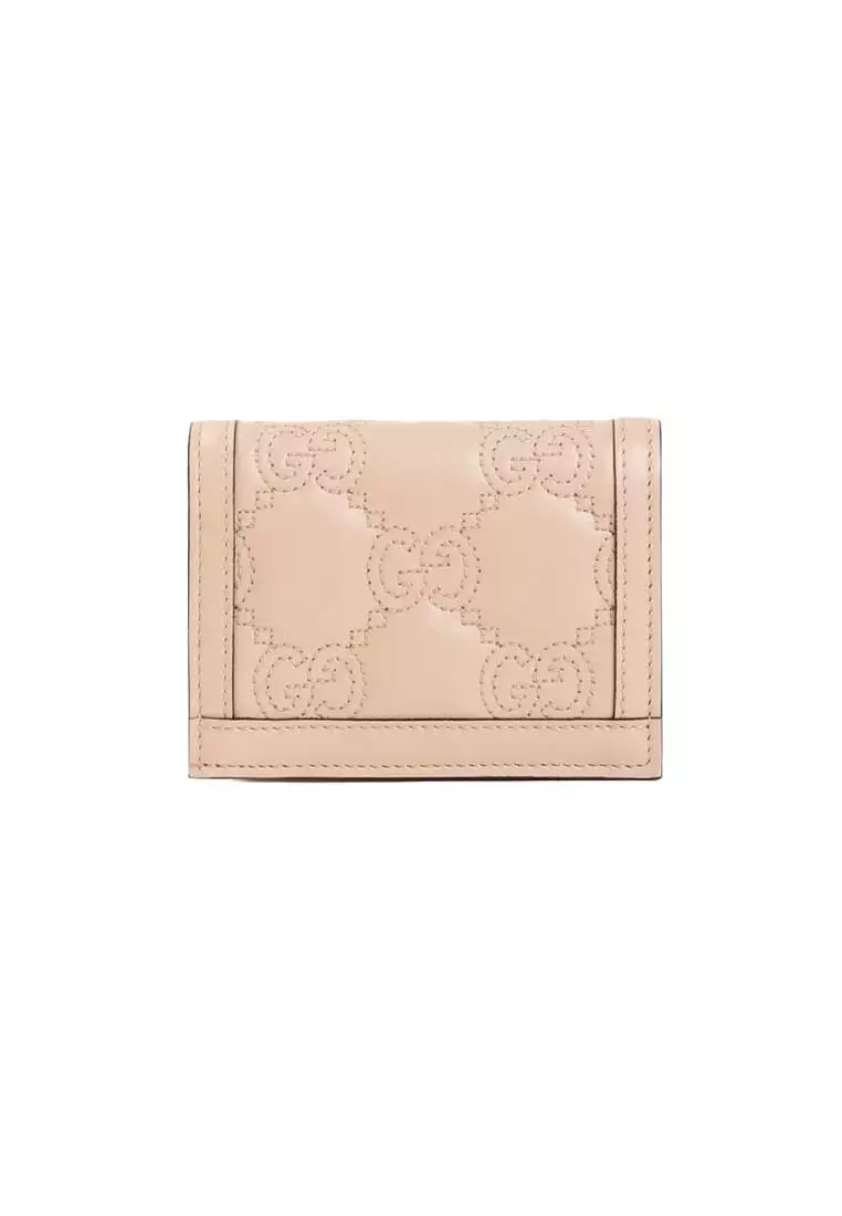 GG Matelassé Card Case Wallet Pink Sand 723786