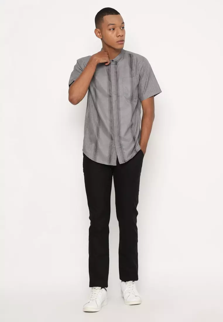 RBJ Kemeja Koko Border Abu Regular Fit Pria