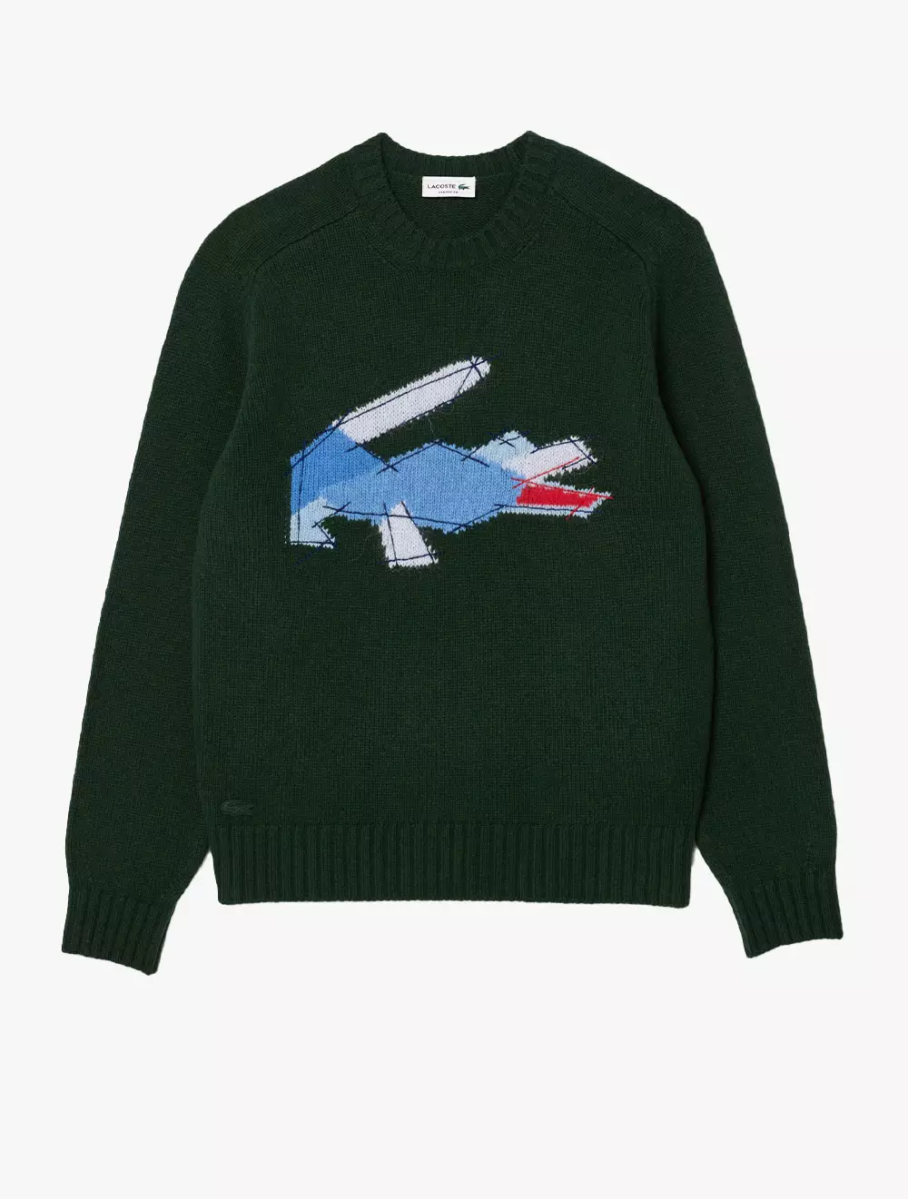 Crocodile Motif Carded Wool Sweater - Green