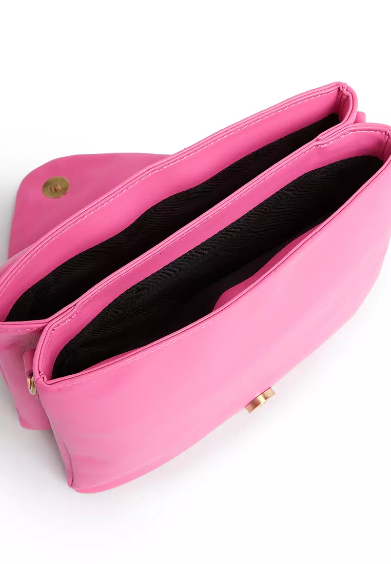 Faux Leather Padded Shoulder Bag