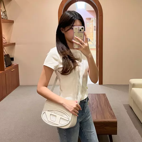 Tas DIESEL 1 DR WHITE SHOULDER BAG MEDIUM 100% ORIGINAL