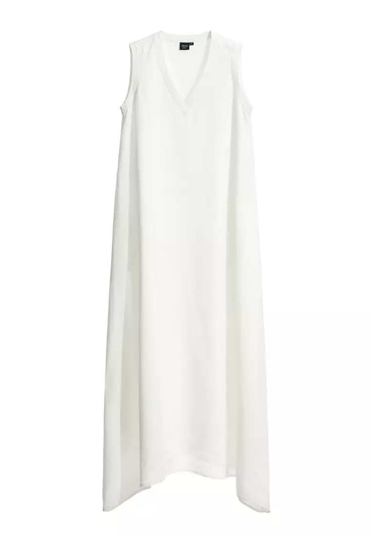 V-Neck Sleeveless Linen Dress