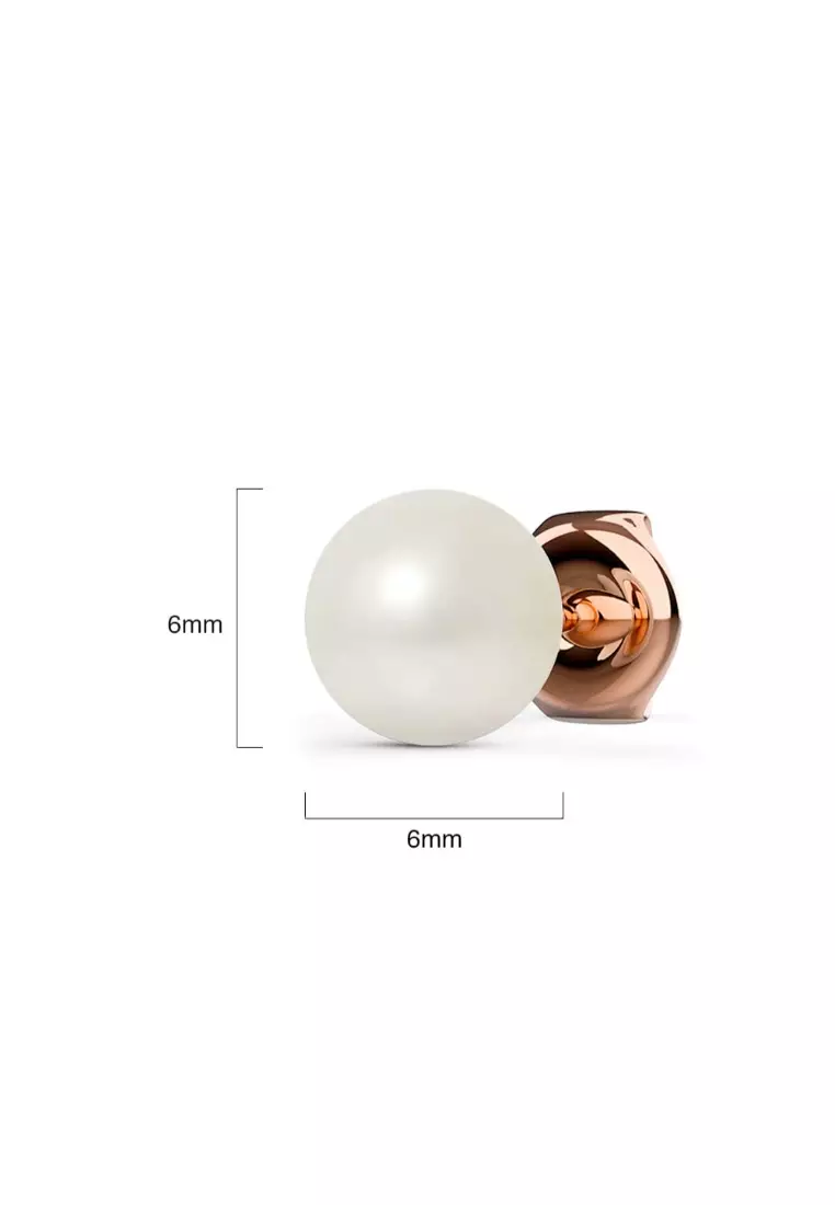 KRYSTAL COUTURE Purity Pearl Stud Earrings Embellished with SWAROVSKI® Crystal Pearls-Rose Gold/Pearl