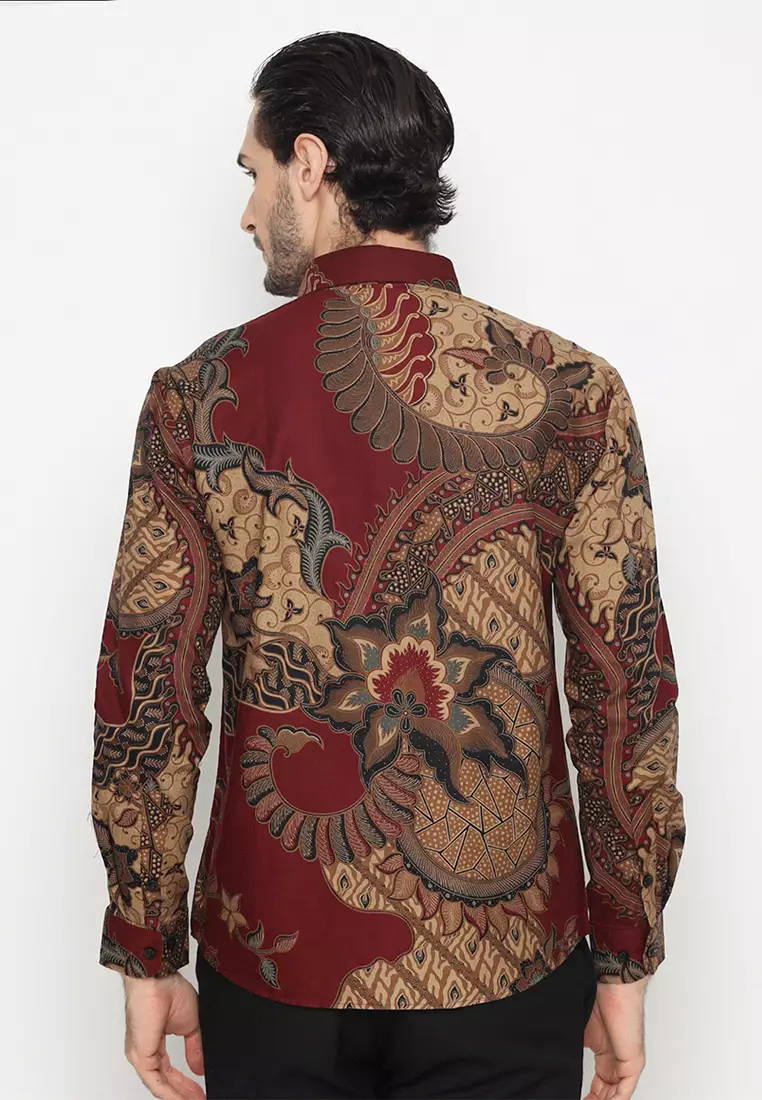 Kemeja Batik Pria Nararya - Maroon