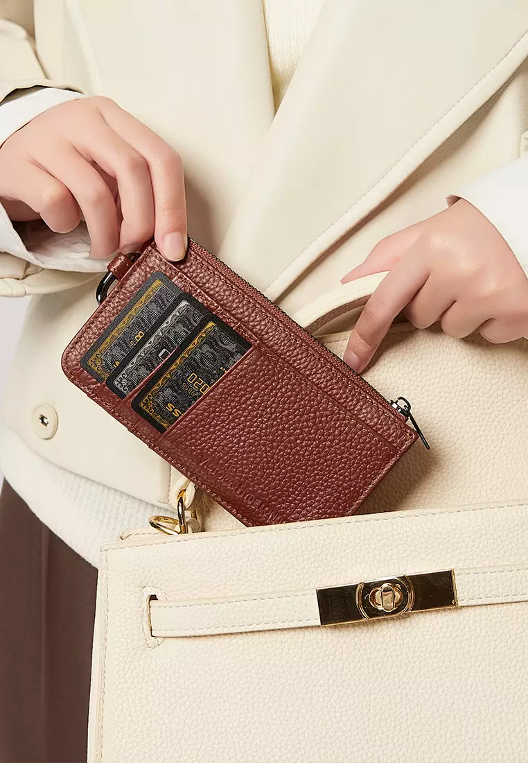 Jov 真皮卡包 小号拉链卡夹 10+卡位-焦糖色