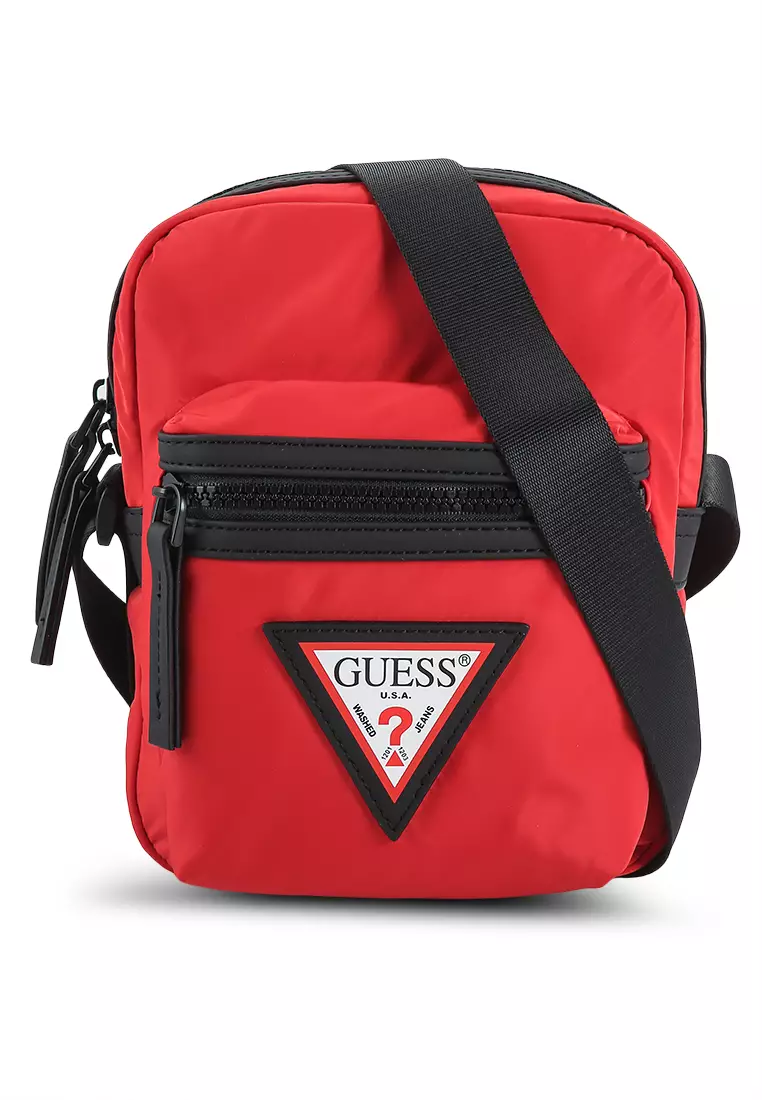 Guess red store bags