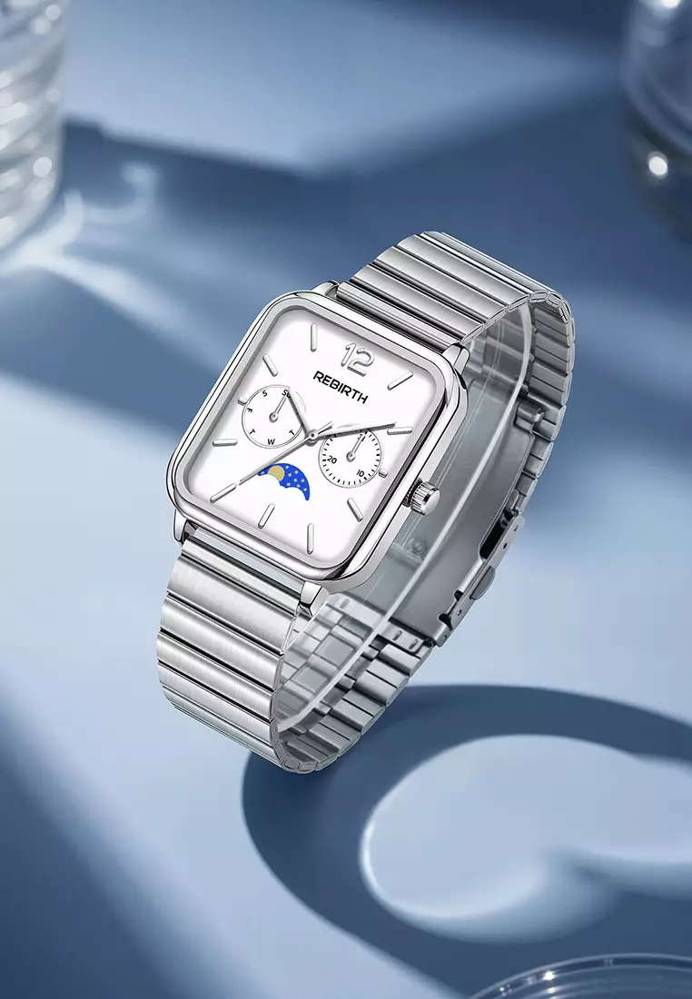 Jam Tangan Wanita Elegan Mewah Casual Anti Air Original Kekinian Tali Stainless Steel Jam Tangan Cewek white