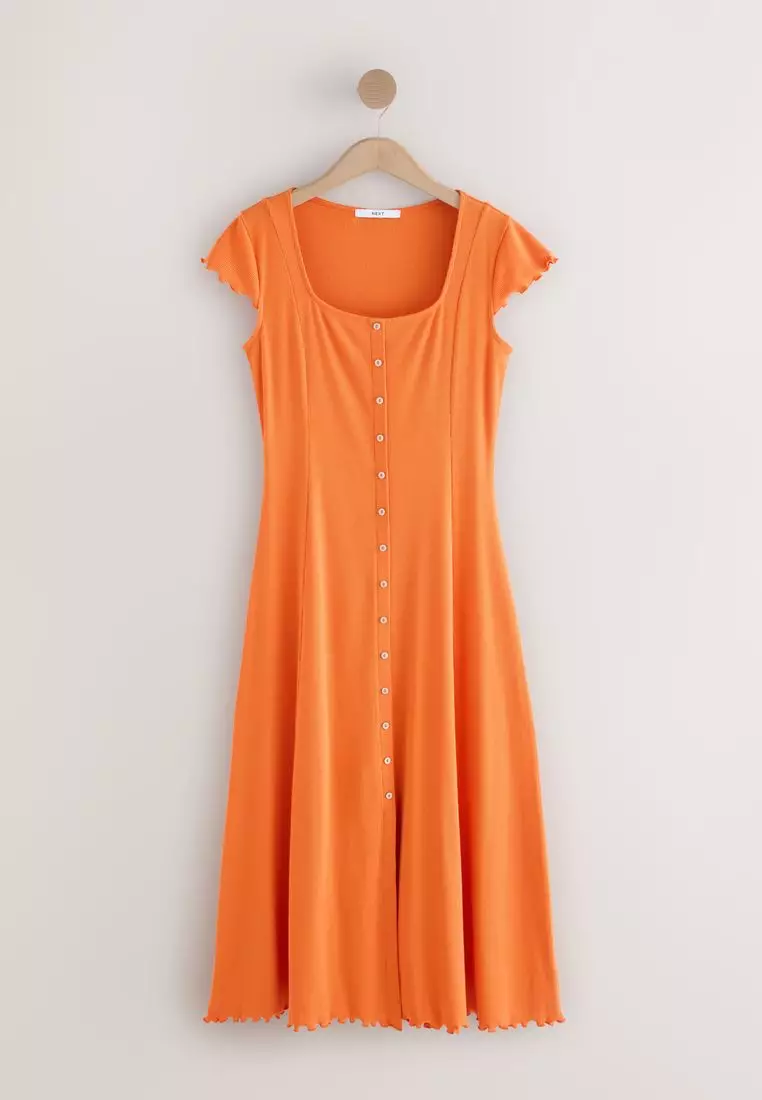 Short Sleeve Jersey Button Through Maxi Dress