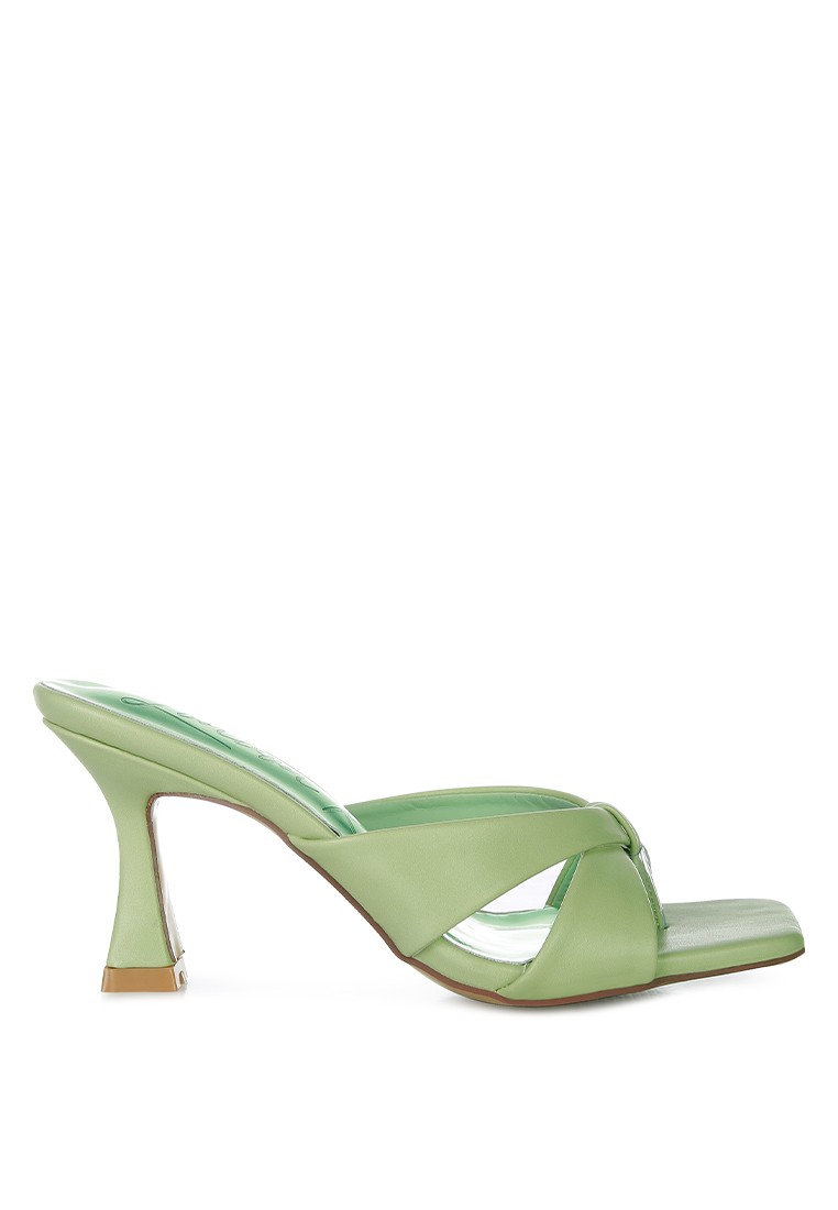 Green Criss Cross Slip On Thong Sandals