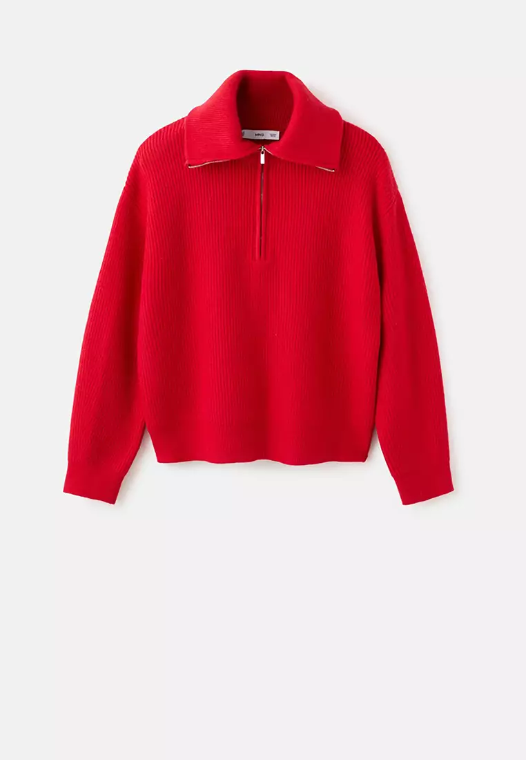 Sweater with Contrasting Zip Collar