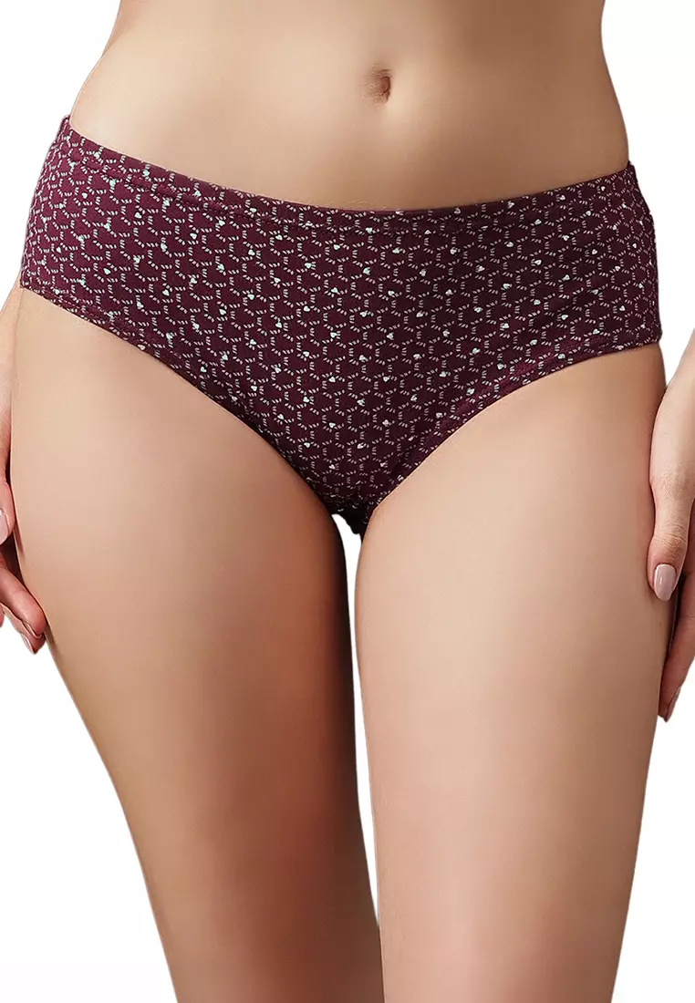 Clovia Pack of 3 Mid Waist Printed Hipster Panties with Inner Elastic - 100% Cotton