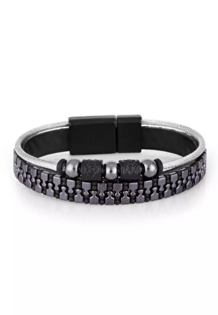 Mens black diamond bracelets on sale