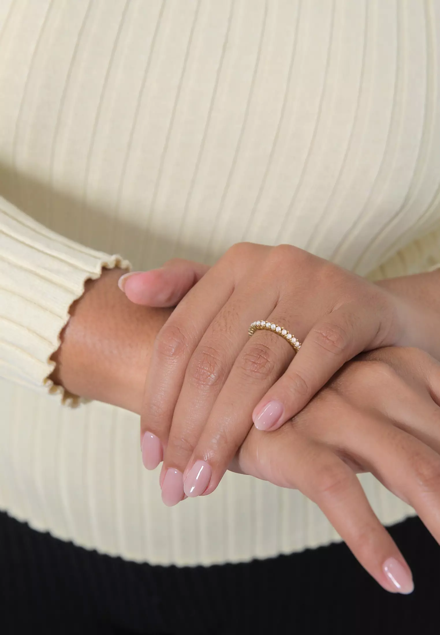 Ring Band Memoire Glass Beads Gold Plated