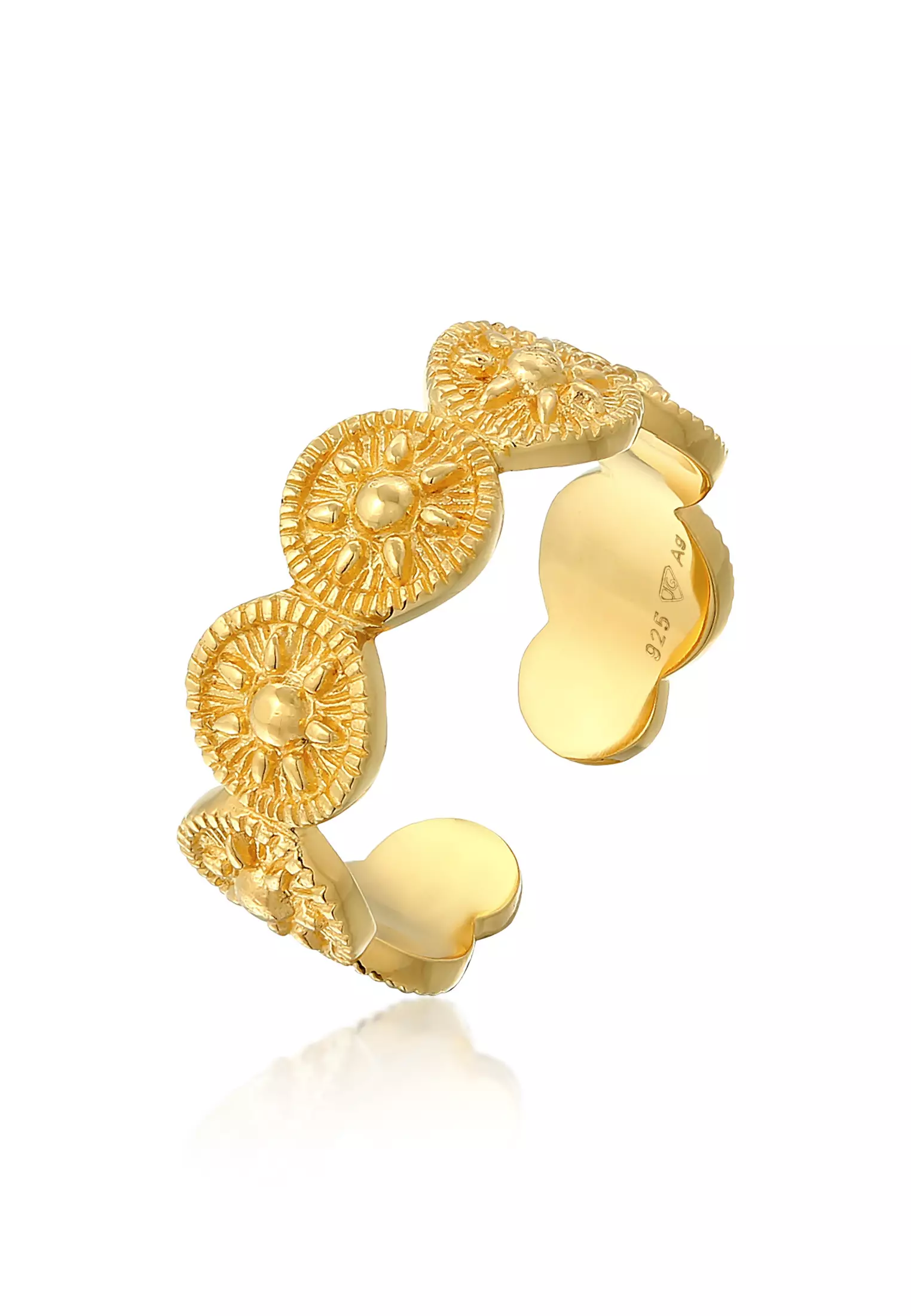 Buy ELLI GERMANY Ring B Sun Design Open Gold Plated 2024 ...