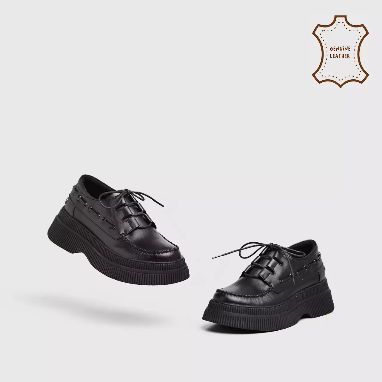 Zalica Platform Genuine Leather Black
