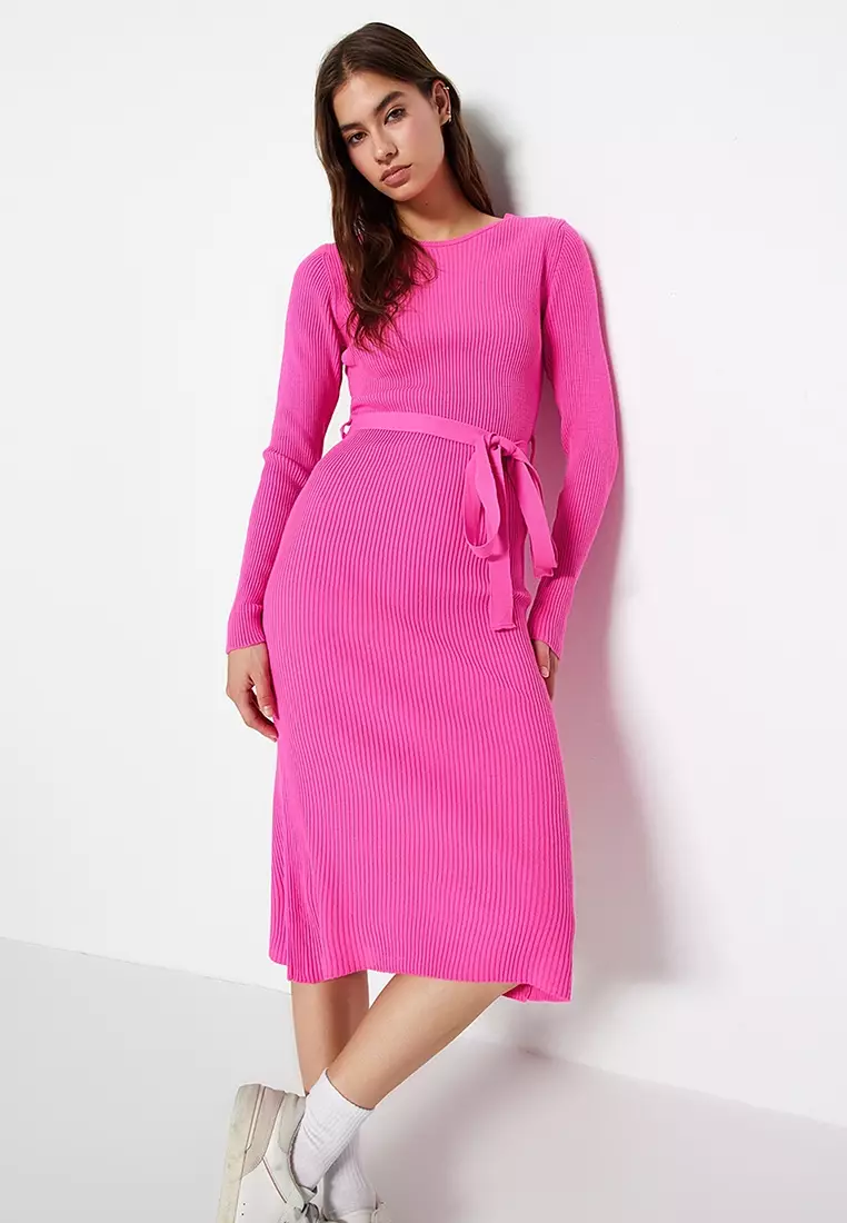 Belt Detailed Sweater Dress