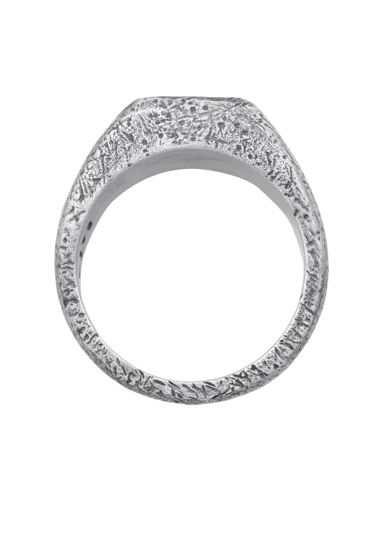 EXCLUSIVE Cincin Perhiasan Perak 925 Pria Palm Tree Onyx