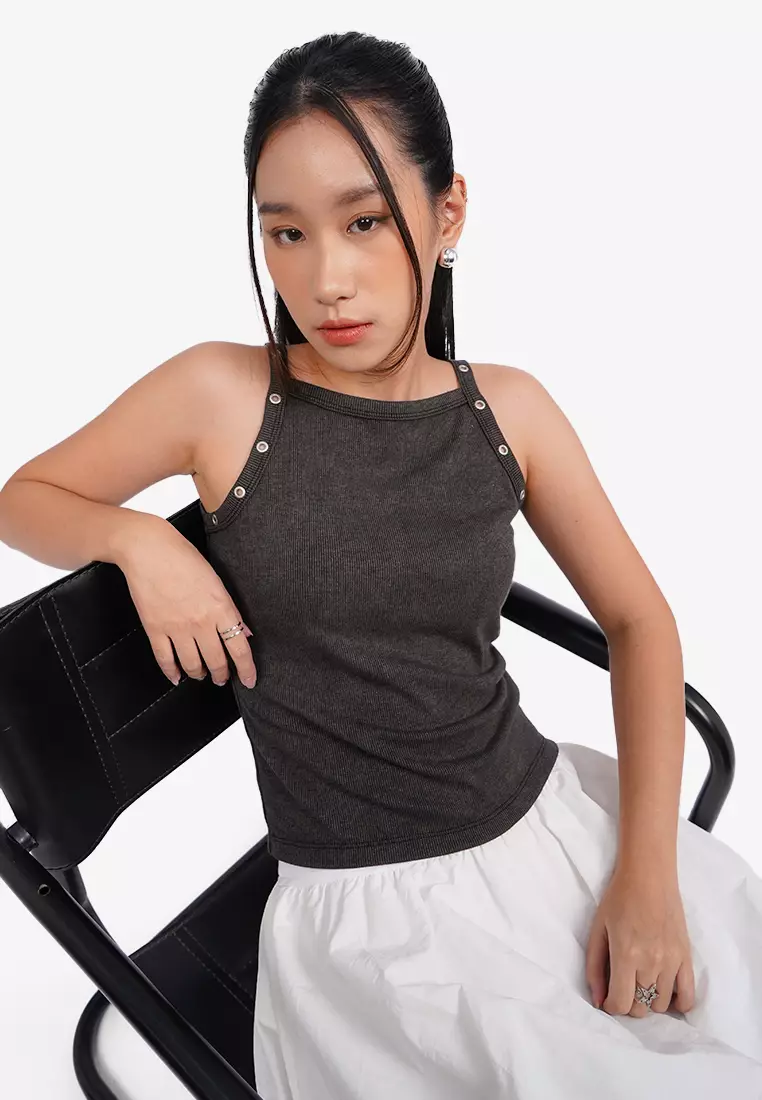 Washed Eyelet Tank Top