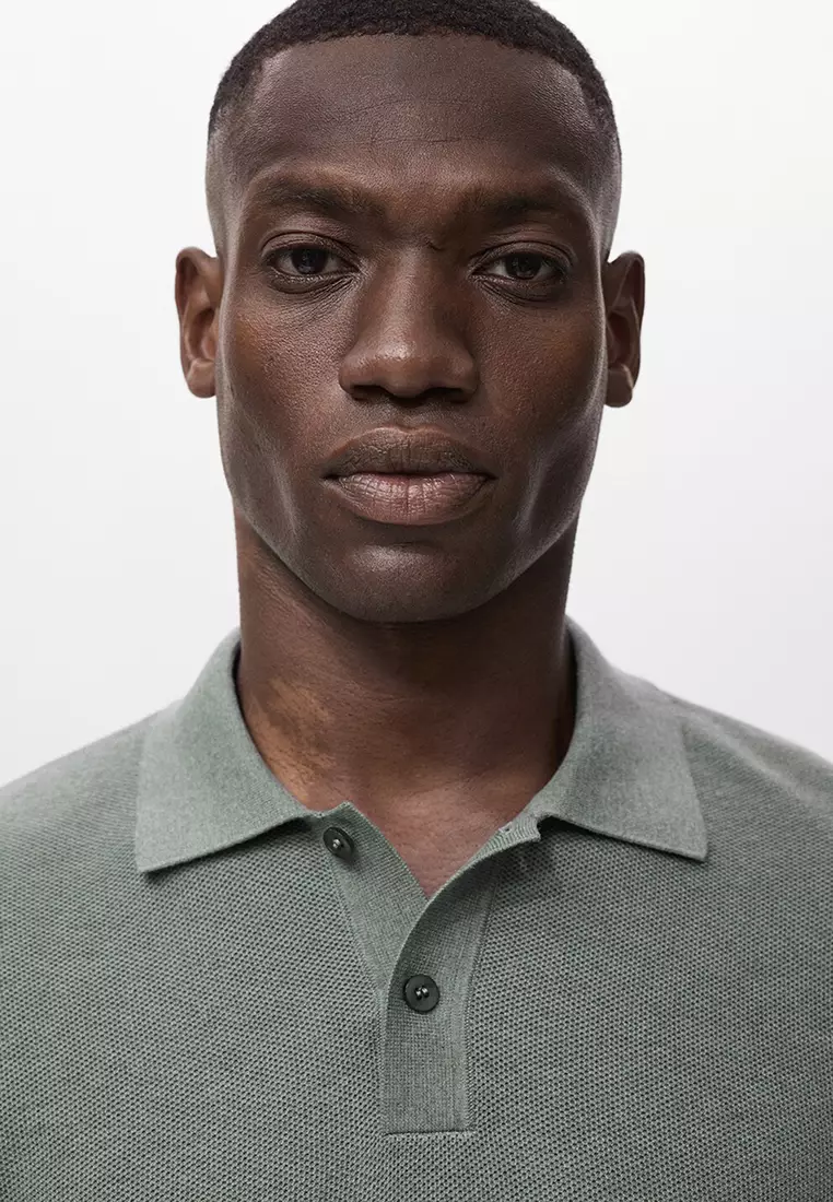 Micro-Structured Cotton Polo Shirt