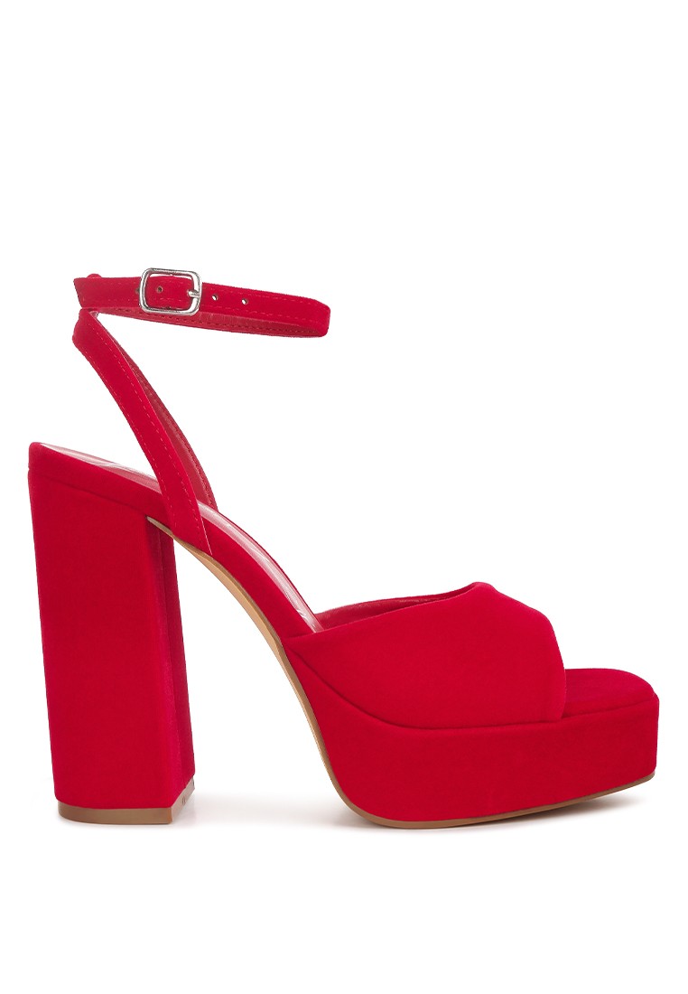 Red High Platform Block Heel Sandals