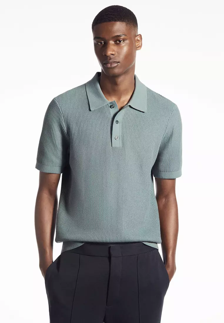 Grey knitted polo hotsell